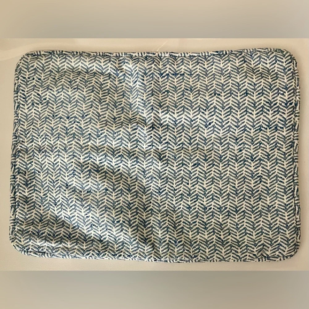 Pillow Cover Chevron Blue White Custom Made Approx. 16” x 12” Decorator Fabric